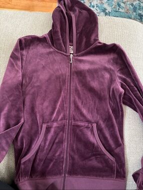 Juicy Couture Velvet Zip-Up Hoodie & sweatpants in Deep Plum